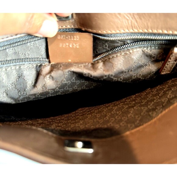 Vintage Gucci Brown Leather Web Tote Bag – Authenticated Y2K - Picture 15 of 16